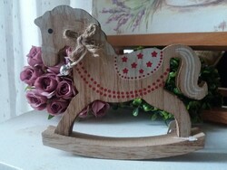 Red - white wooden rocking horse