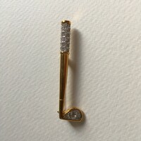 Vintage crystal-gold golf club brooch