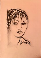Nyina Florovskaya, self-portrait, charcoal drawing, cardboard, 35 x 25 cm, unframed