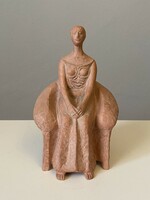 Czinder antal elegant lady in art deco armchair marked retro ceramic sculpture