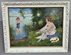 Painting, matching lipo; bathing women (1882-1950)!!!