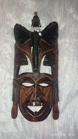 African mask carved wooden wall decoration