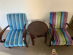 Art deco armchairs and table restored