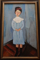 Acrylic copy of Modigliani's girl in blue painting