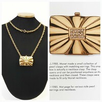 Monet new york 1985-book piece-18kt gold plated necklace