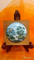 Russian hand-painted porcelain wall picture, marked.