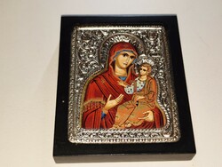 Régi bizánci ikon 925-ös ezüsttel díszítve