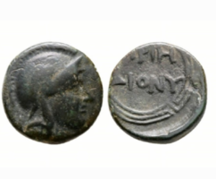 Ókori Görögország Kr.e 270 Dionysos, Ionia-Priene, Athena sisakban, nagyon ritka