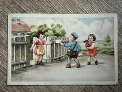 Old graphic postcard greeting card