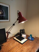 Retro karos asztali lámpa piros fém