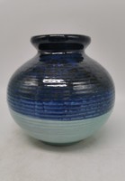 16 Cm retro vase, turquoise-blue ceramic, marked