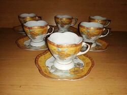 Japanese Art Nouveau porcelain gilded coffee cup set - 6 persons (0-1)