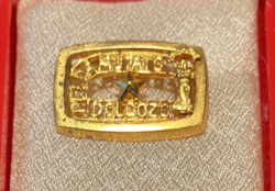 Exemplary worker award badge in miniature pin box from the cooper era