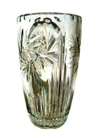 Beautifully carved thick heavy large lead crystal vase
