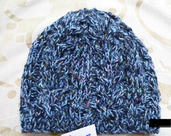 Hand-knitted, unique, blue men's cap new