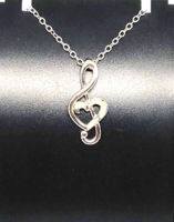 Silver-plated necklace with cute violin pendant 237