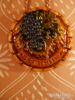 Remembrance of Egri, ceramic with bunch of grapes, can be hung on the wall, unused