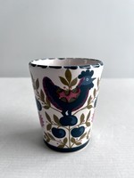 Rooster, chick, painted, glazed, marked ceramic cup