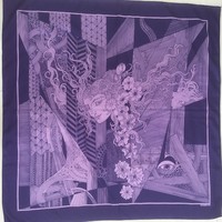 Saxon endre purple silk picture, silk scarf