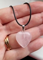Natural rose quartz heart pendant necklace.