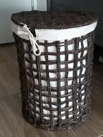 Wicker lined clothes basket storage