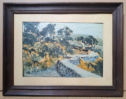 Landscape oil painting, 1973, signed - with frame
