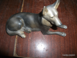 Antique large gray porcelain dog, undamaged