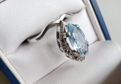 Különleges, régi, kék köves ezüst gyűrű