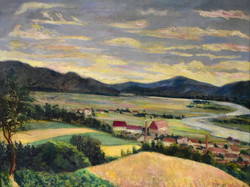 Belányiné Hoffmann Lenke (1890-1973) vágvalley: landscape around Zsolna around 1930
