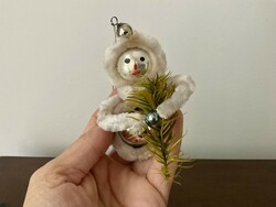 Gablonzi hóember, hó manó, üveg-zsenilia régi karácsonyfadísz