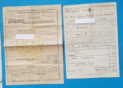 2 db biztosítási kötvény Első Állami Biztosító 1946 , Gazdák Biztosító ...