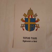 Képeslap   II. János Pál pápa címere és jelmondata     A pápalátogatás emlékére 1991.