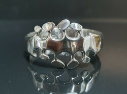 Serially numbered massive modernist Mexican silver bracelet