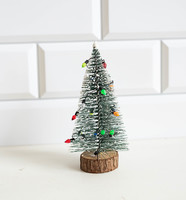 Vintage mini karácsonyfa műanyag égősorral - bababútor, babaházi kiegészítő, miniatűr