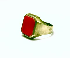 Sumptuous old silver signet ring with carnelian stone