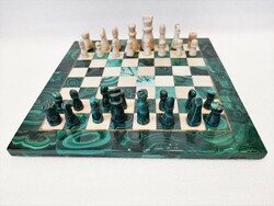 Malachite - marble mineral chess set