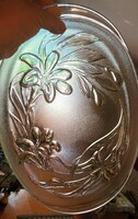 Large oval glass bowl with lilies in Art Nouveau style