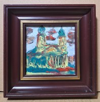 Little Esther: great church, Debrecen (fire enamel picture in a frame) applied art