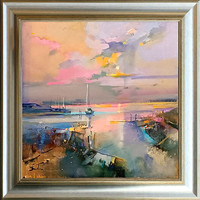 László Budai: Arrival - framed: 62x62 cm - artwork size: 50x50cm - 23/905b