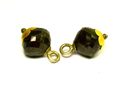 Genuine polished - faceted large-eyed garnet gemstone button pair!