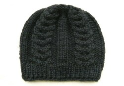 Hand-knitted, unique black men's hat new