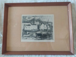Istvánn Szőnyi: etching marked with the moon in its original frame, behind glass 50x38 cm