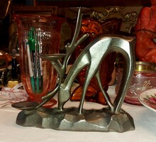 Art deco art nuovo candle holder in the shape of a deer
