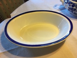 Long antique bowl, 33x25 cm, with a blue stripe