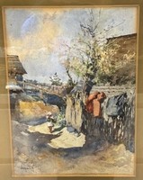 Antal Neogrády (1861 - 1942) - famous Hungarian painter and graphic artist. Watercolor. Original, marked!