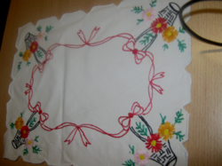 Old embroidered small tablecloth