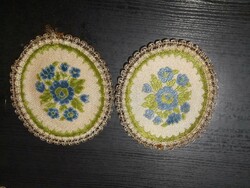 Blue floral tapestry embroidered tablecloths with gold border 2 pcs in one