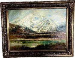 Original László Mednyánszky: Tatra landscape (mountain landscape) oil on canvas 58x81cm between 1890-1900
