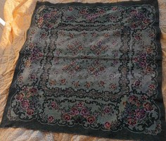 Antique woven tablecloth - tapestry tablecloth
