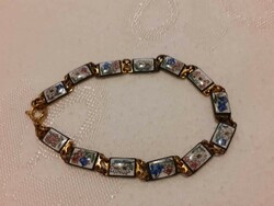 Charming, vintage, enamel bracelet with a flower motif